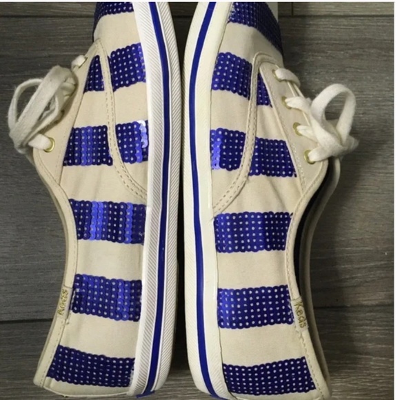 🌟HOST PICK🌟 Kate Spade x KEDS Kick Blue Sequin Striped Sneaker Sz 9 - Picture 7 of 11